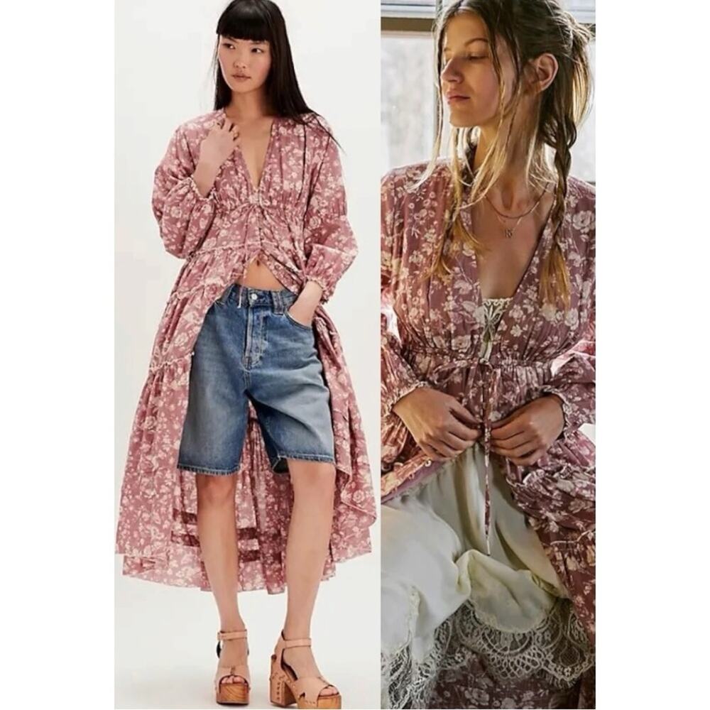 Free People Dusty Rose Floral Midi Dress